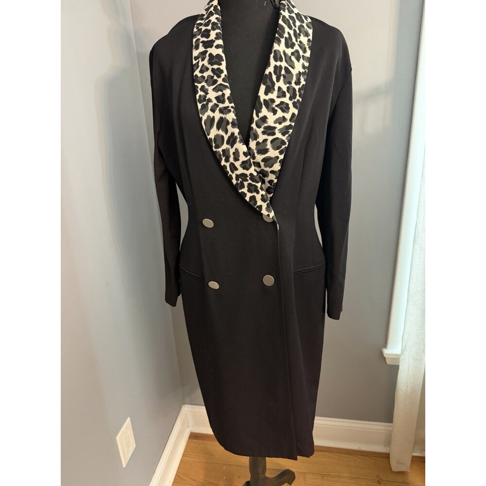 Vintage ︱Lois Snyder ︱Dani Maxi ︱Dbl Breasted ︱Black ︱Size 8︱ Animal Print Blaze